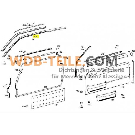 Janela lateral da moldura de vedação Mercedes na moldura do teto direita W114 C CE Coupe A1157200254