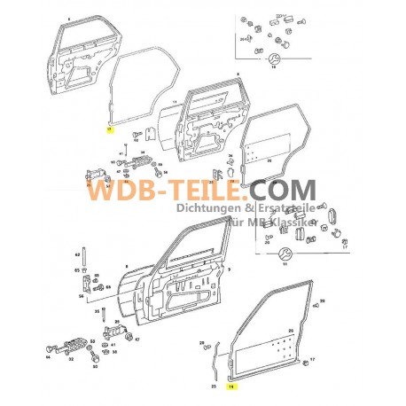 ชุดซีลยางขอบประตูหน้าหลัง เหมาะสำหรับ Mercedes W123 Sedan Sedan