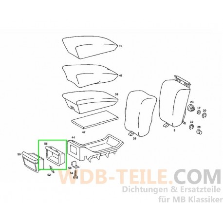 Frame asbak achterdeuren asbak achter zwart passend voor Mercedes W123 S123 C123 A1238100079