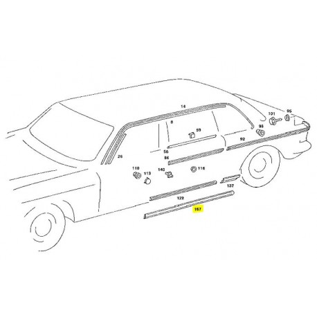 Afdichting dorpelafdichting bestuurdersdeur passagiersdeur W123 V123 Pullman lijkwagen lijkwagen