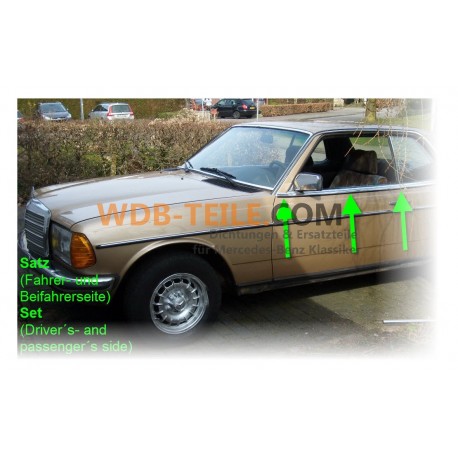 Set Of Rain Strips Under Chrome Cover On The Door Left And Right W123 C123 Ce Cd Coupe