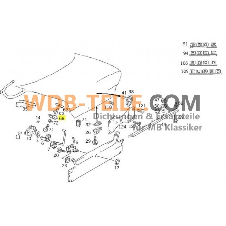 Mercedes Anschlag Puffer Kofferraumklappe Heckdeckel W124 A1247580144